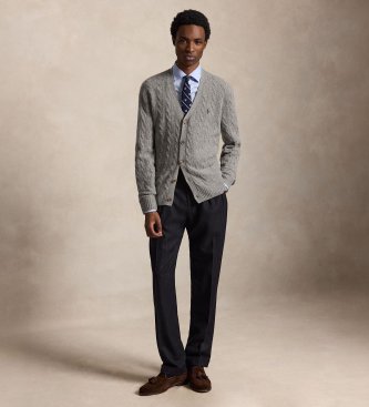 Polo Ralph Lauren Cardigan en laine et cachemire gris