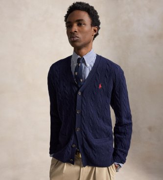 Polo Ralph Lauren Cardigan en laine et cachemire marine