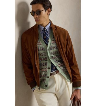 Polo Ralph Lauren Grøn Fair Isle-cardigan i hør og bomuld