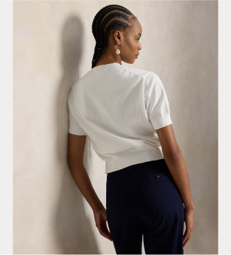 Polo Ralph Lauren Rokav puloverja bele barve