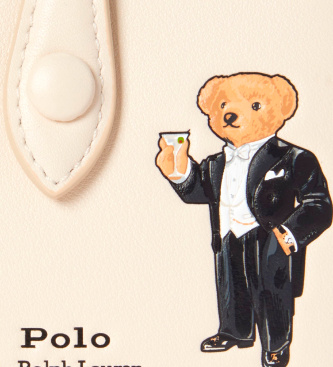 Polo Ralph Lauren Compact leather wallet with off-white Polo Bear