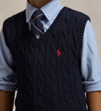 Polo Ralph Lauren Gilet en coton à torsades marine