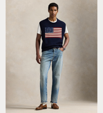 Polo Ralph Lauren Gilet en maille avec drapeau Big Fit marine