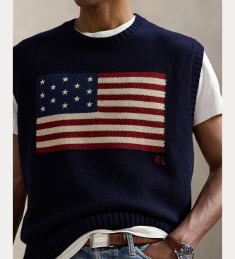 Polo Ralph Lauren Gilet en maille avec drapeau Big Fit marine