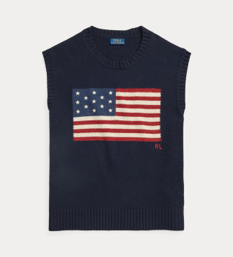 Polo Ralph Lauren Gilet en maille avec drapeau Big Fit marine
