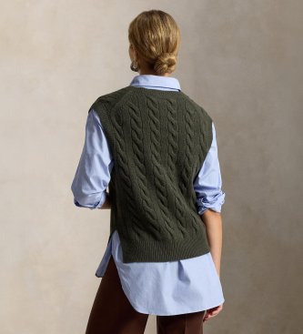 Polo Ralph Lauren Gilet en maille de laine et cachemire vert