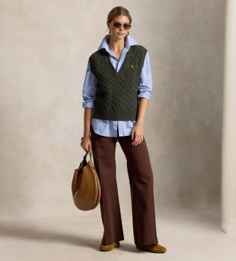 Polo Ralph Lauren Gilet en maille de laine et cachemire vert