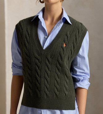Polo Ralph Lauren Gilet en maille de laine et cachemire vert