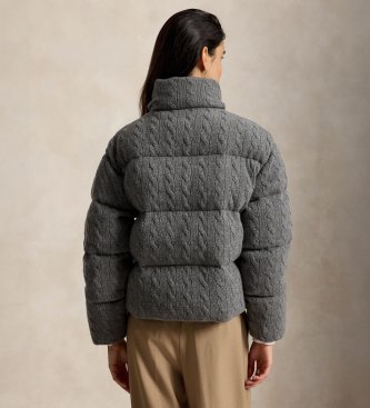 Polo Ralph Lauren Wattierte Jacke aus grauer Wolle und Kaschmir