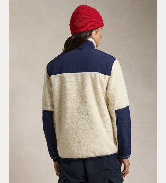 Polo Ralph Lauren Giubbotto in shearling blu scuro, beige