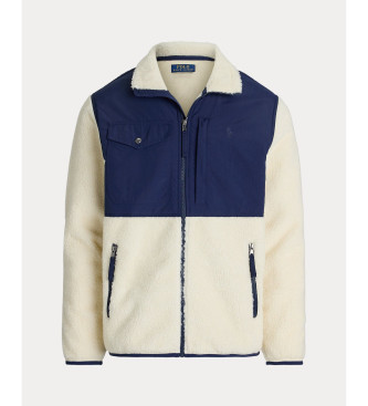 Polo Ralph Lauren Giubbotto in shearling blu scuro, beige