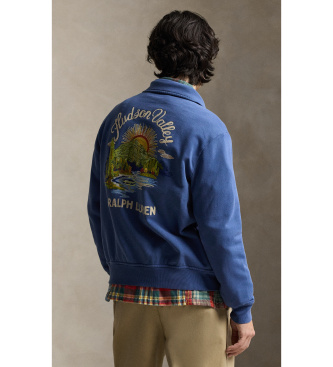 Polo Ralph Lauren Pluche badstof jack met blauw borduursel