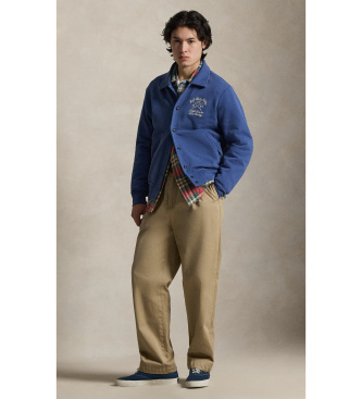 Polo Ralph Lauren Pluche badstof jack met blauw borduursel