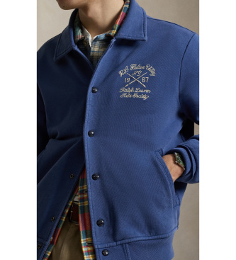 Polo Ralph Lauren Pluche badstof jack met blauw borduursel
