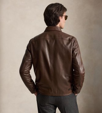 Polo Ralph Lauren Giacca in pelle liscia marrone