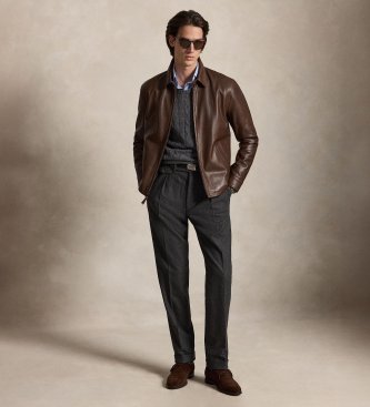 Polo Ralph Lauren Giacca in pelle liscia marrone