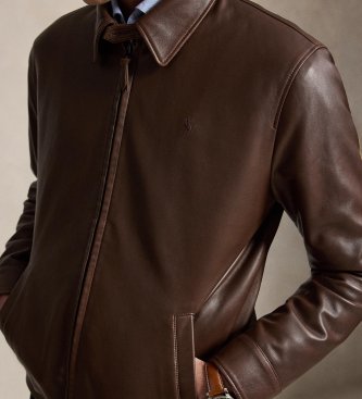 Polo Ralph Lauren Giacca in pelle liscia marrone