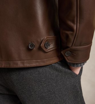 Polo Ralph Lauren Giacca in pelle liscia marrone