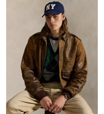 Polo Ralph Lauren Aviatorjacka i brunt lder
