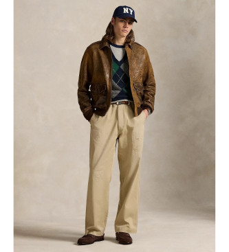 Polo Ralph Lauren Aviatorjacka i brunt lder