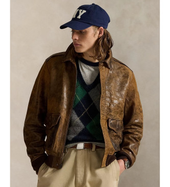 Polo Ralph Lauren Aviatorjacka i brunt lder