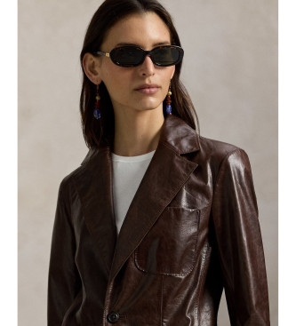 Polo Ralph Lauren Giacca monopetto in pelle marrone