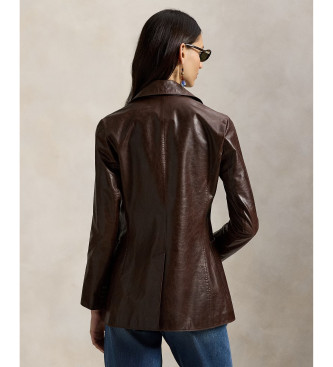 Polo Ralph Lauren Giacca monopetto in pelle marrone