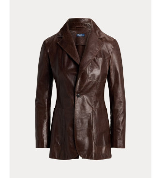 Polo Ralph Lauren Giacca monopetto in pelle marrone