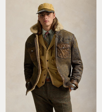 Polo Ralph Lauren Giacca in pelle western in shearling marrone