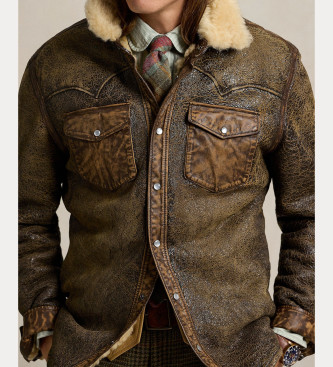 Polo Ralph Lauren Giacca in pelle western in shearling marrone