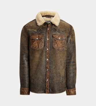 Polo Ralph Lauren Giacca in pelle western in shearling marrone