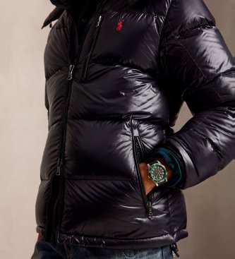 Polo Ralph Lauren Jaqueta Gorham brilhante de plumas preta
