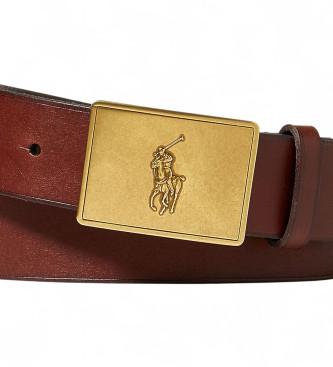 Polo Ralph Lauren Leather belt with brown horse plate buckle