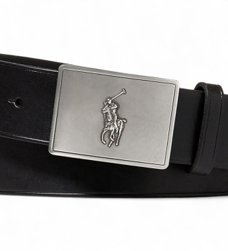 Polo Ralph Lauren Leather belt with black horse plaque buckle