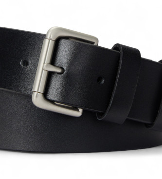 Polo Ralph Lauren Cintura in pelle nera con fibbia a rullo