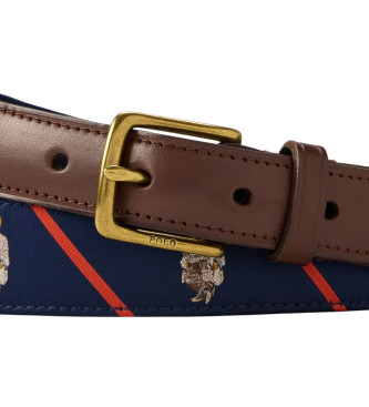Polo Ralph Lauren Cinturn Polo Bear con extremo de piel marrn, marino