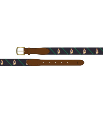 Polo Ralph Lauren Cinturn Polo Bear con extremo de piel marrn, marino