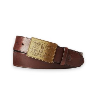 Polo Ralph Lauren Cinturón de Piel Heritage Plaque-Buckle marrón