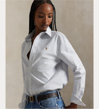 Polo Ralph Lauren Camisa Classic Fit Striped Oxford hvid, blå