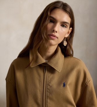 Polo Ralph Lauren Rjava prevelika bombažna vetrovka