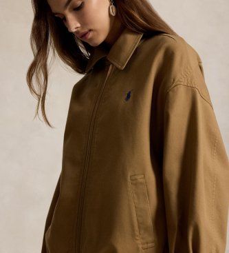 Polo Ralph Lauren Rjava prevelika bombažna vetrovka