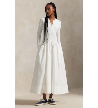 Polo Ralph Lauren Henleyklänning i vit bomull