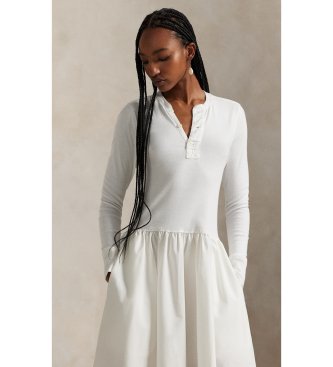 Polo Ralph Lauren Henleyklänning i vit bomull
