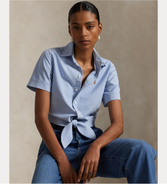 Polo Ralph Lauren Katoenen Cotton Oxford overhemd met blauwe strik