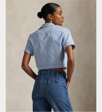 Polo Ralph Lauren Katoenen Cotton Oxford overhemd met blauwe strik