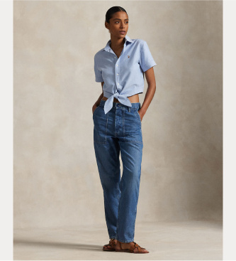 Polo Ralph Lauren Katoenen Cotton Oxford overhemd met blauwe strik