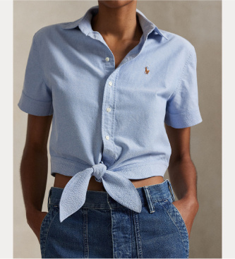 Polo Ralph Lauren Katoenen Cotton Oxford overhemd met blauwe strik