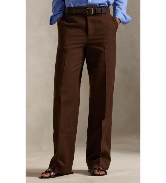 Polo Ralph Lauren Pantalon en sergé de coton et laine marron