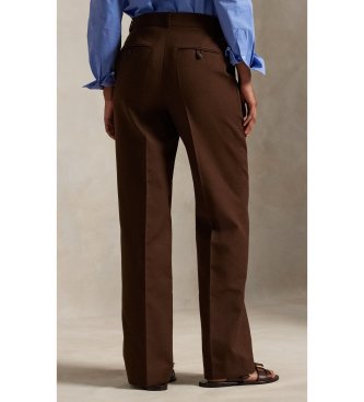 Polo Ralph Lauren Pantalon en sergé de coton et laine marron