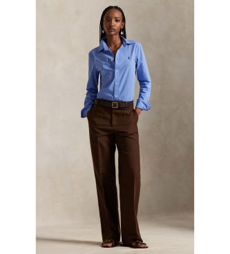 Polo Ralph Lauren Pantalon en sergé de coton et laine marron